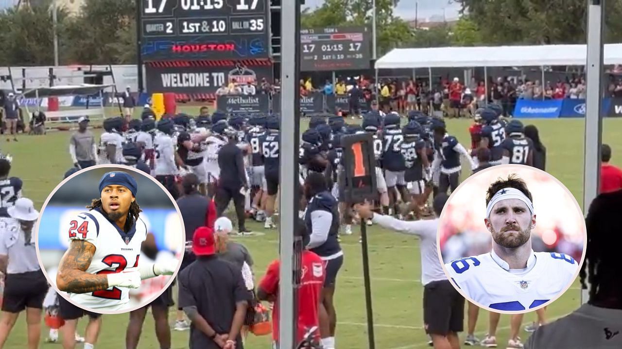 A massive brawl emerged on the Texans