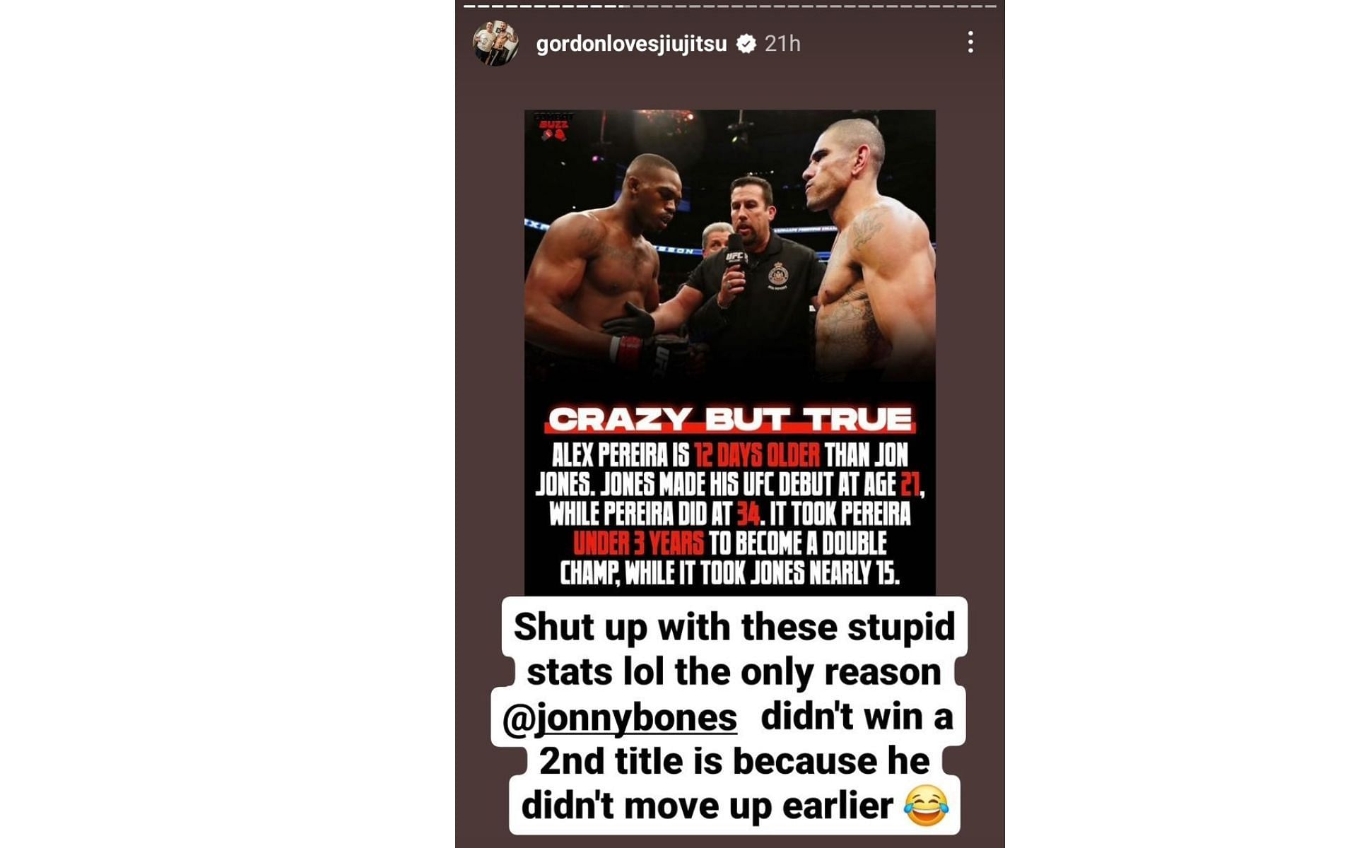 Screenshot of Ryan&#039;s take on Jones and Pereira&#039;s path to two UFC titles