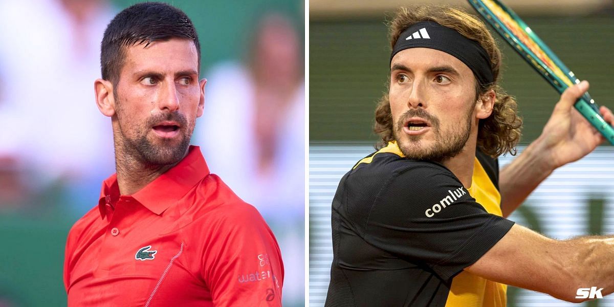 Novak Djokovic (L) and Stefanos Tsitsipas. (Images: Getty)