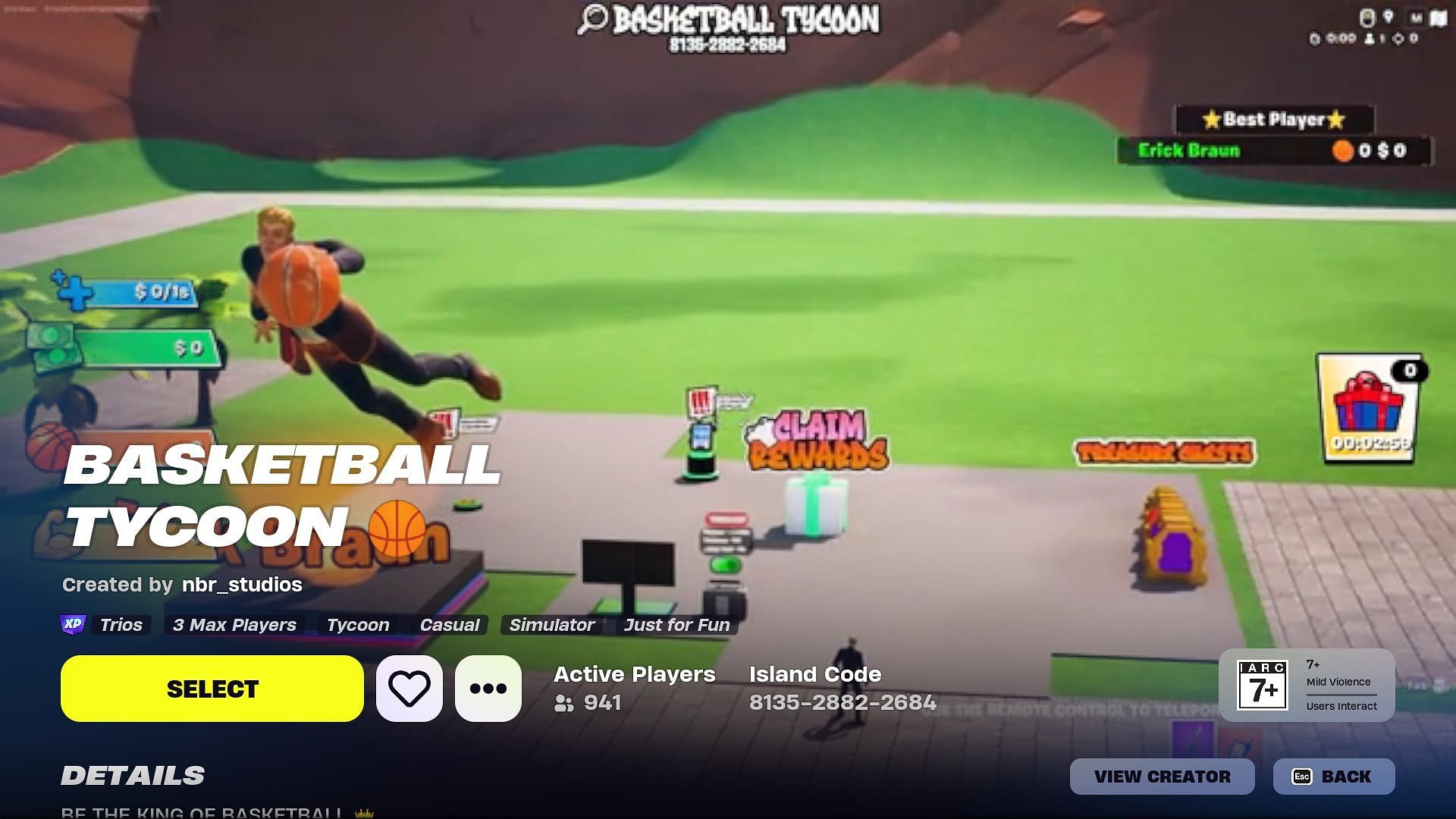 Navigating Fortnite Basketball Tycoon (Image via Epic Games)