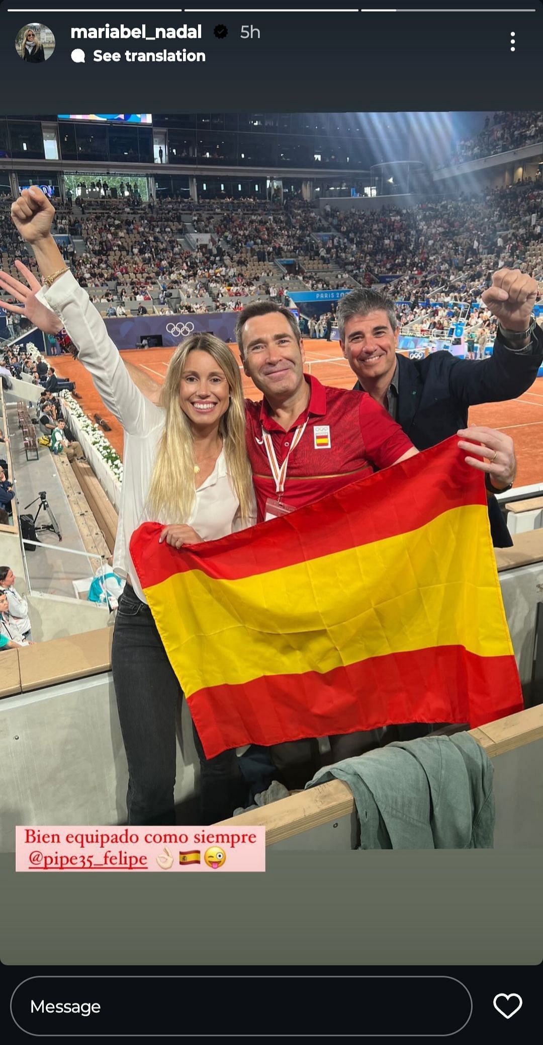 Maribel poses with Spain&#039;s flag