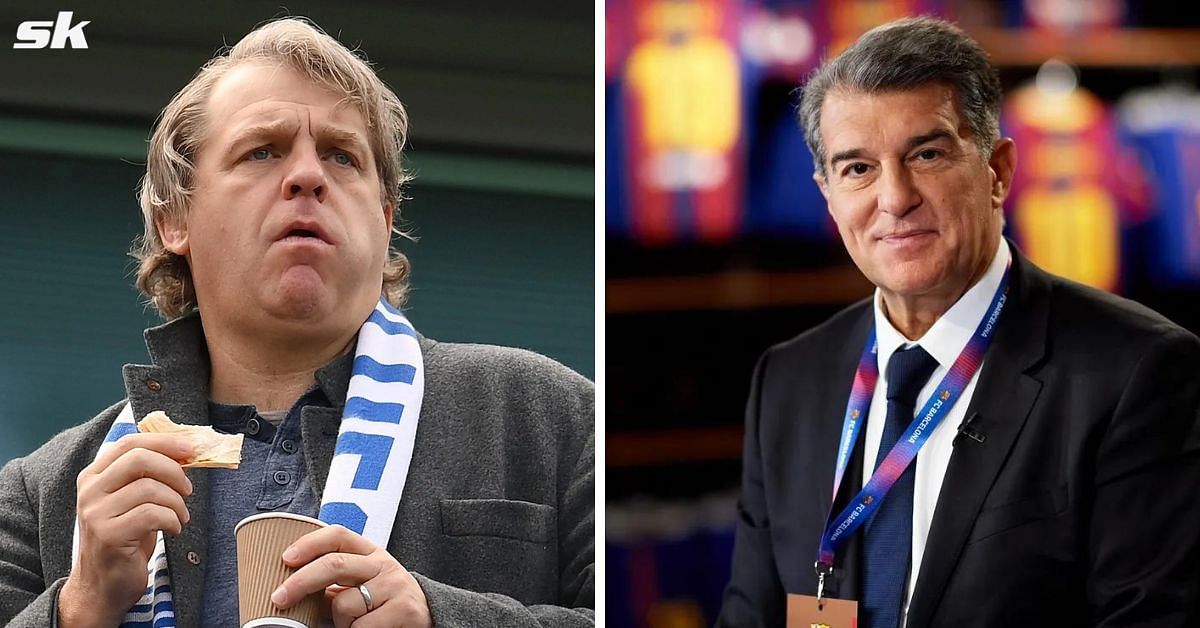 Chelsea co-owner Todd Boehly (left) and Barcelona president Joan Laporta