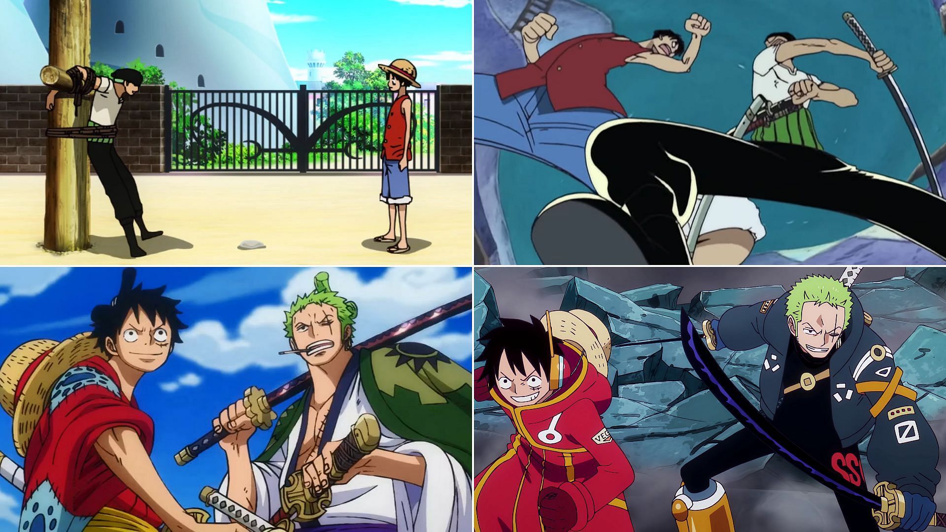 Zoro and Luffy throughout the story (Image via Toei Animation)