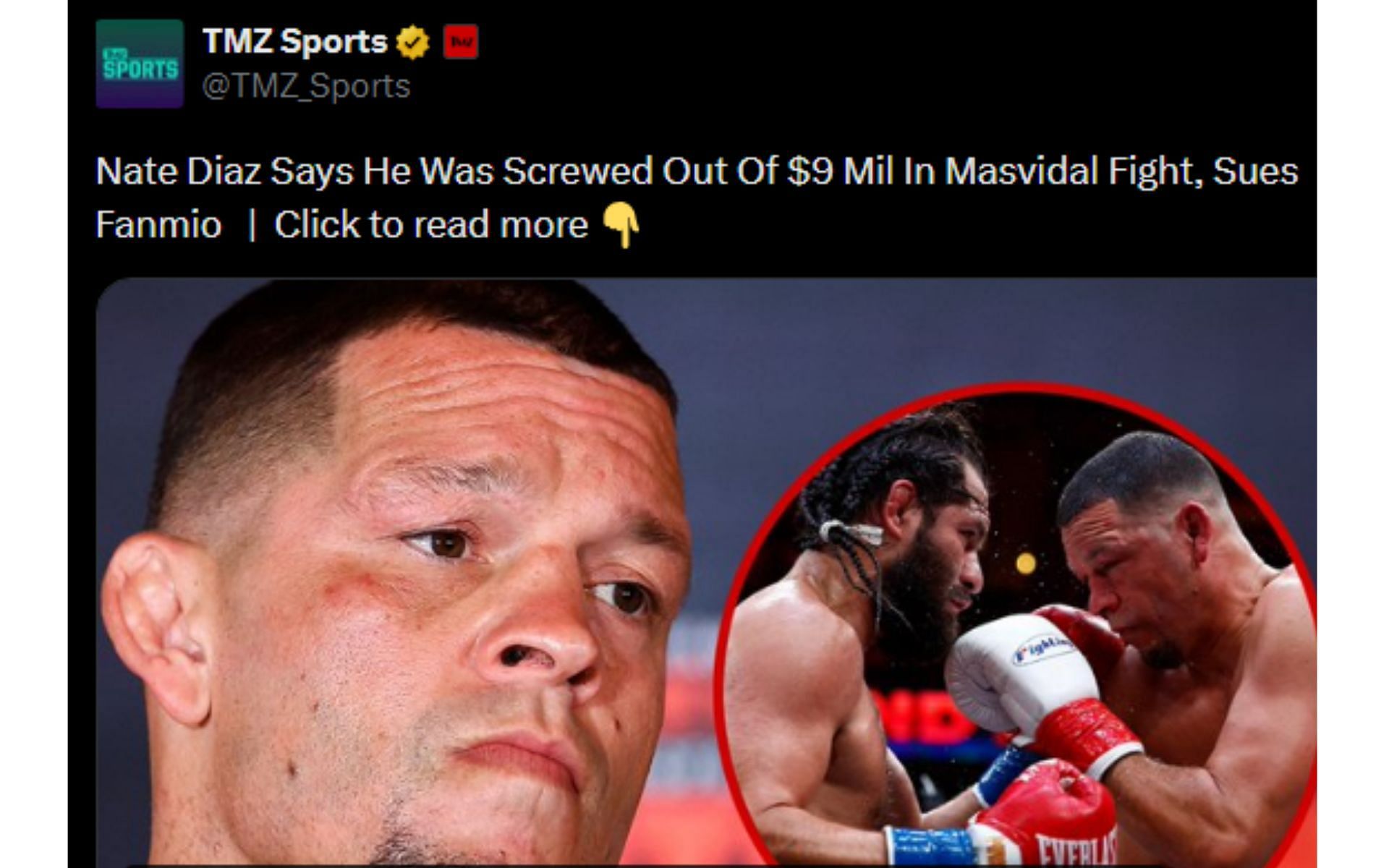 Tweet regarding Diaz&#039;s lawsuit [Image courtesy: @TMZ_Sports - X]