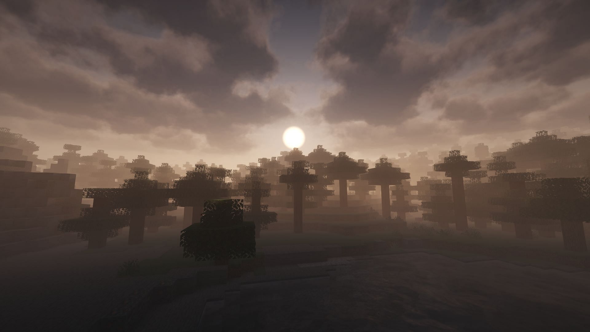 Moody shaders like Spooklementary will make the mod even more terrifying (Image via Mojang)