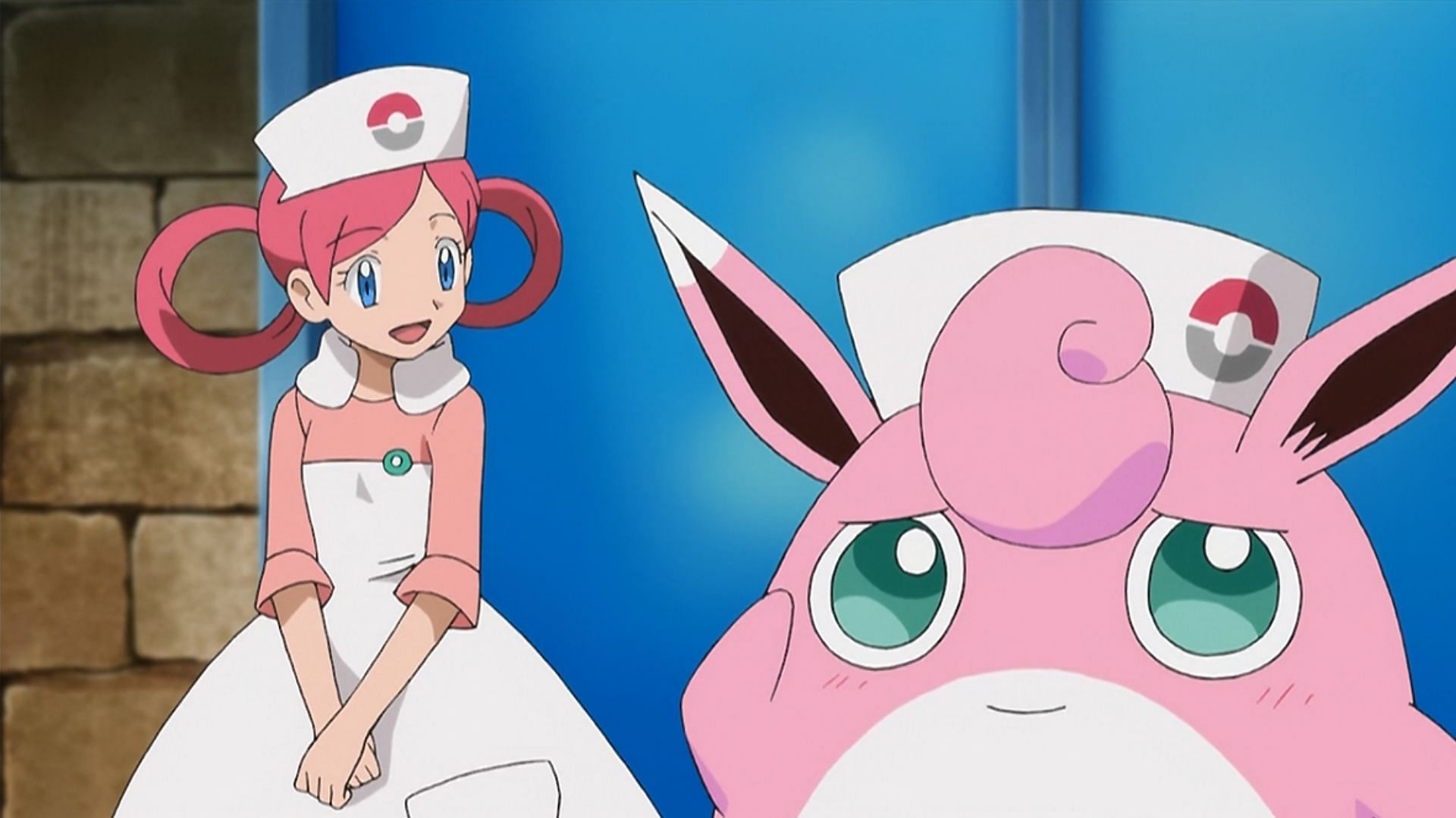 Wigglytuff and Nurse Joy from the anime. (Image via TPC)