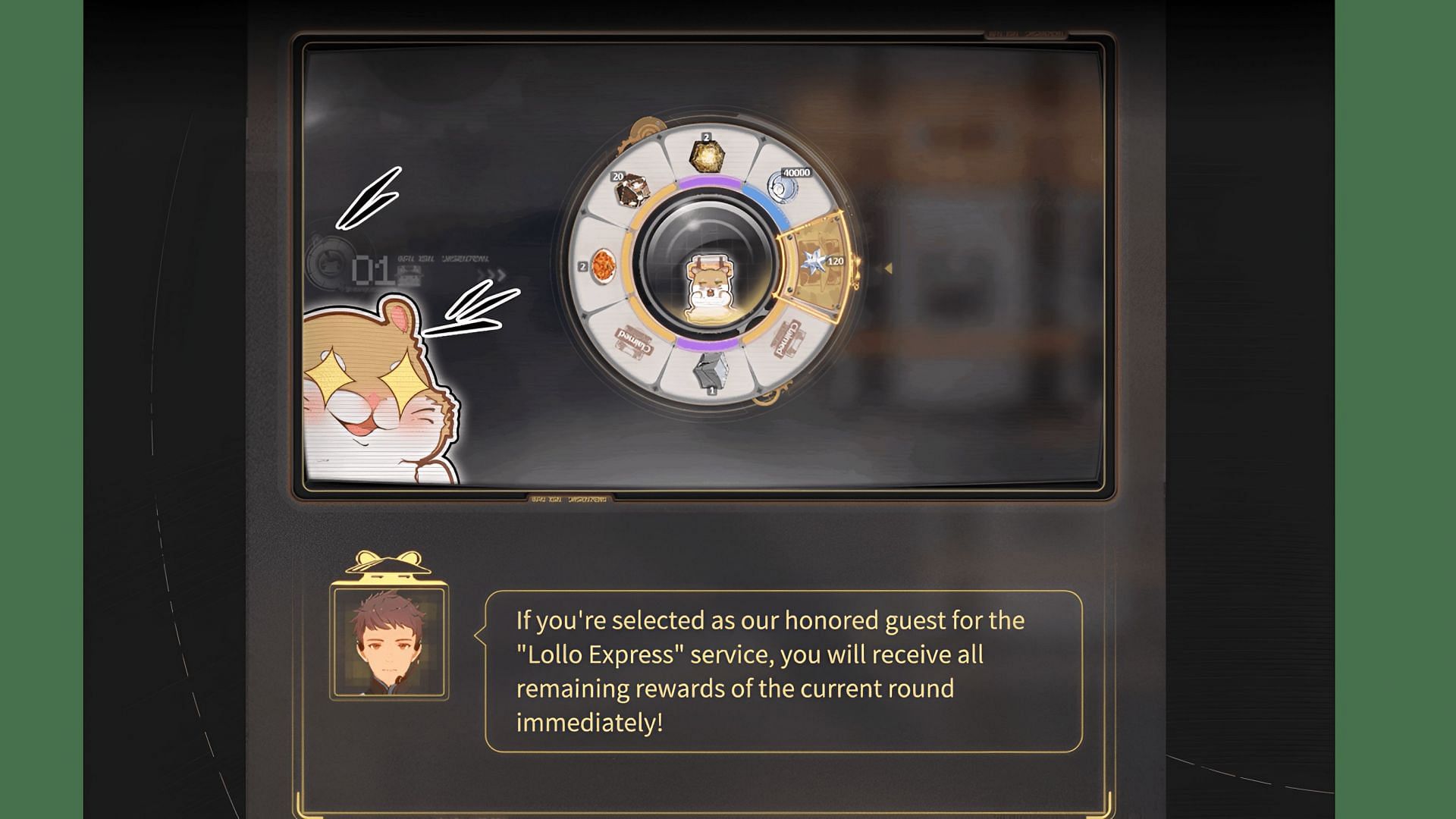 Getting selected as the honored guest of the Lollo Express will grant all remaining rewards of the current round (Image via Kuro Games)