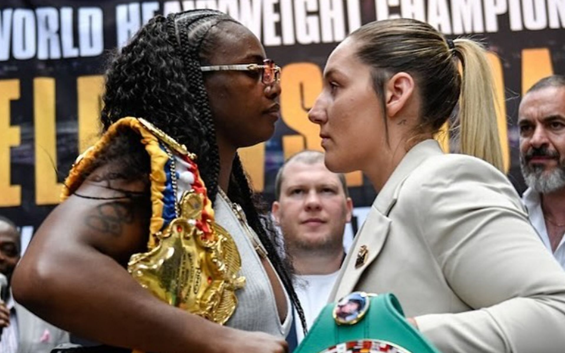 Claressa Shields (left) fought Vanessa Lepage-Joanisse in the headlining bout of the boxing event. [Image courtesy: @vanessa_lepagejoanisse on Instagram]