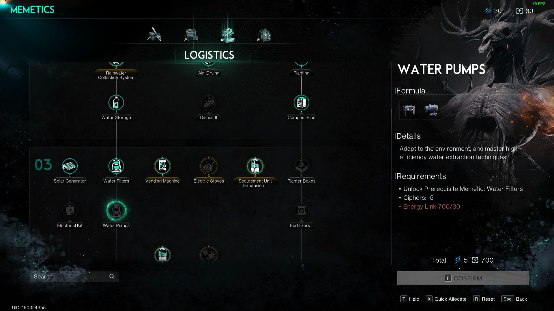 The Water Pump in Once Human can be unlocked from the Memetics tree (Image via NetEase)