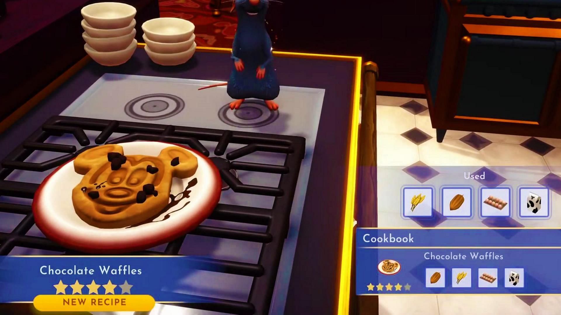 Cooking Chocolate Waffles requires four ingredients (Image via Gameloft)