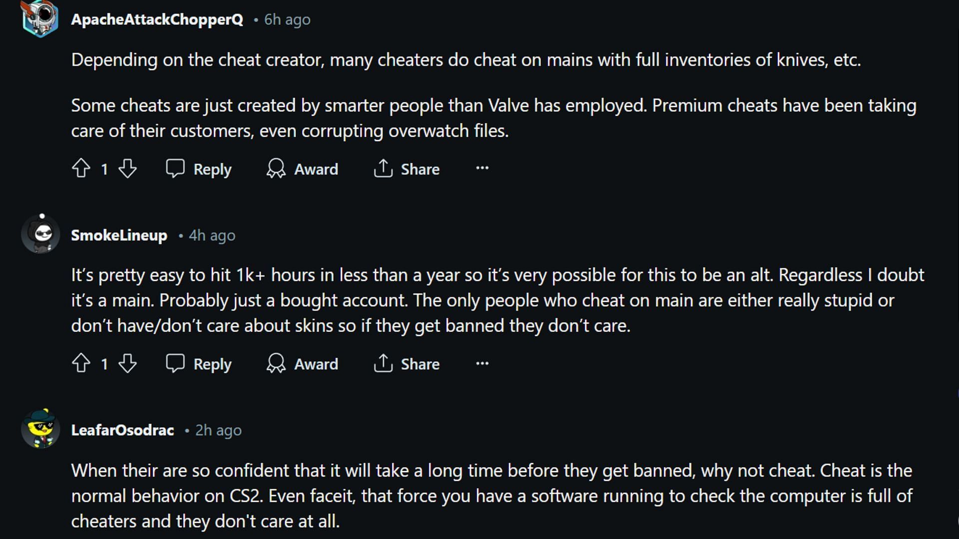 More fan outrage over CS2&#039;s hacking epidemic (Image via Reddit)