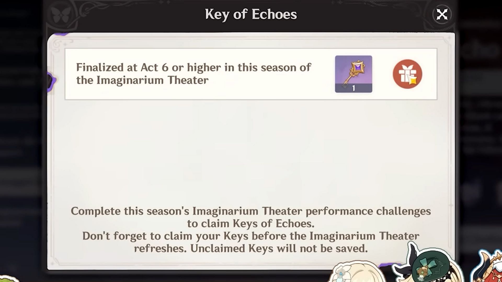 Complete performances in Imaginarium Theater to get more Keys of Echoes. (Image via HoYoverse)