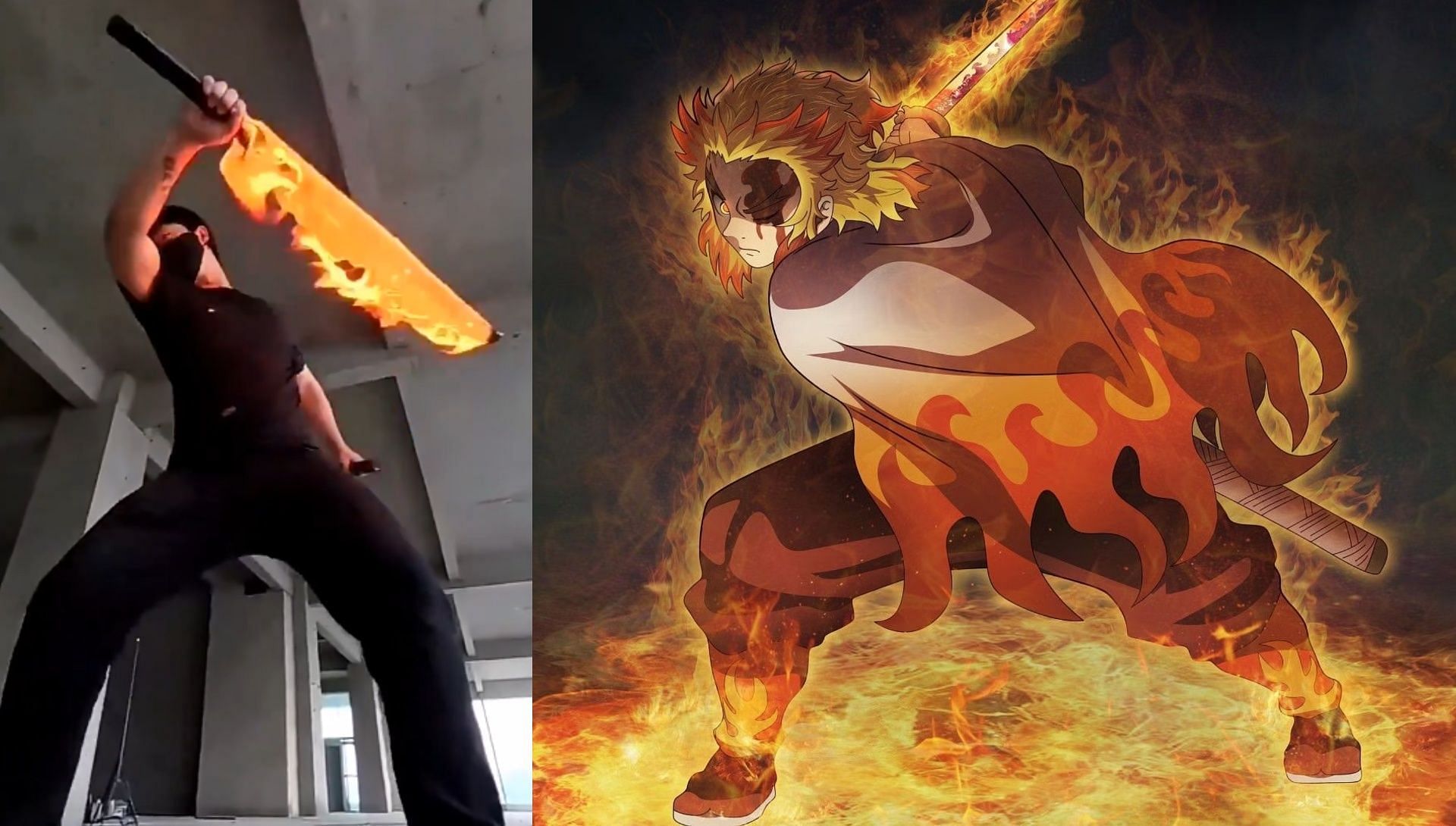 Demon Slayer fan brings Fire Breathing to life (Image via Ufotable and X/@oreki_the_weeb)