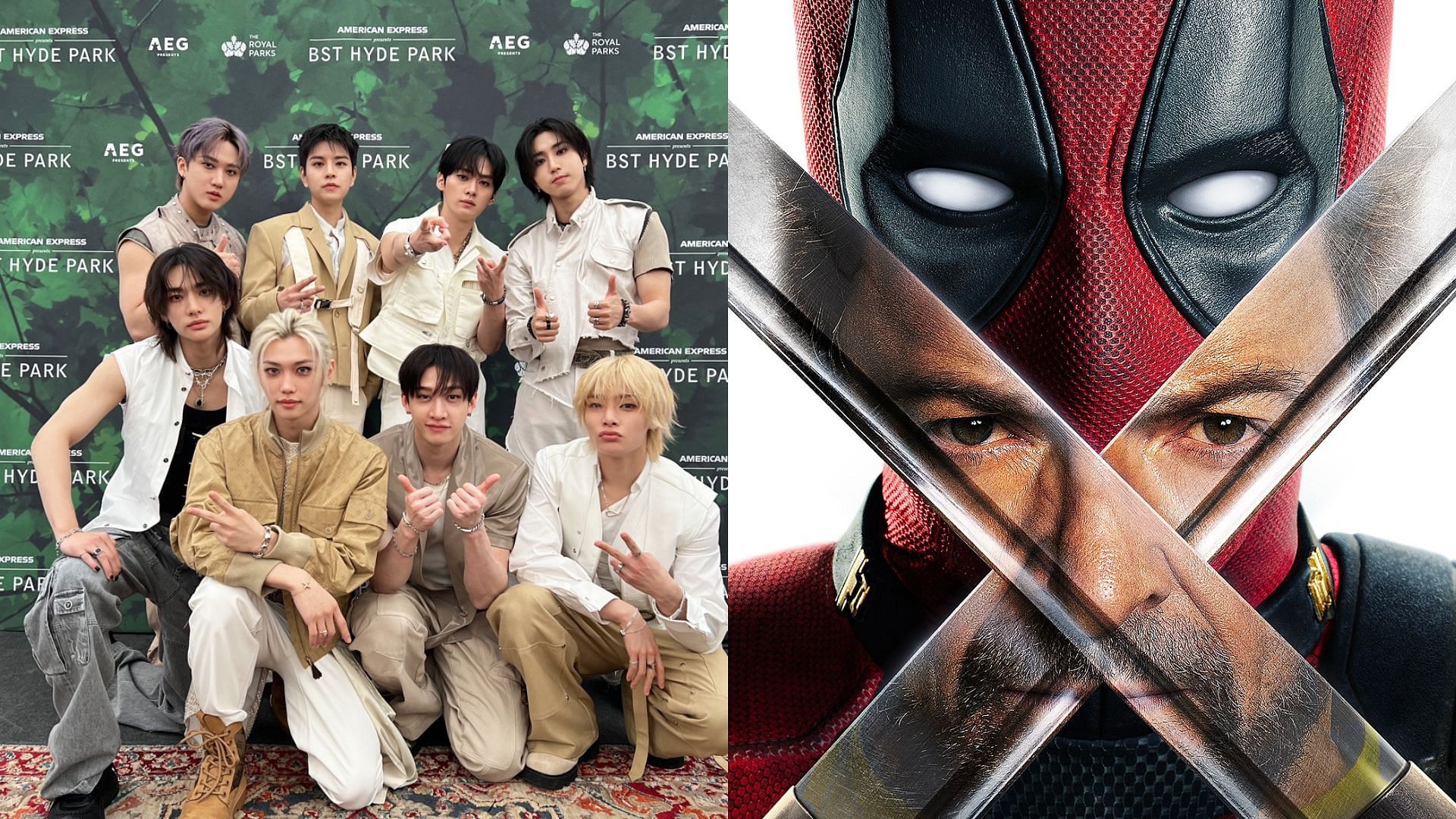 Stray Kids to release song for Marvel movie Deadpool &amp; Wolverine featuring Ryan Reynolds and Hugh Jackman (Images Via X/@stray_kids, @marvelstudios) 