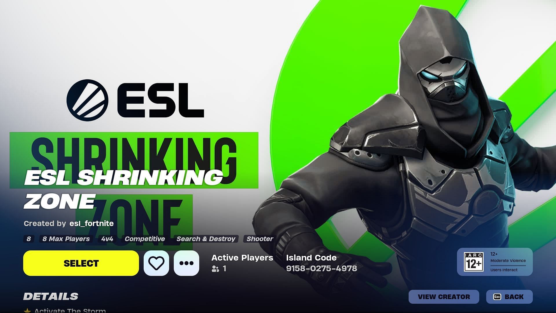 The ESL Shrinking Zone mode (Image via Epic Games)