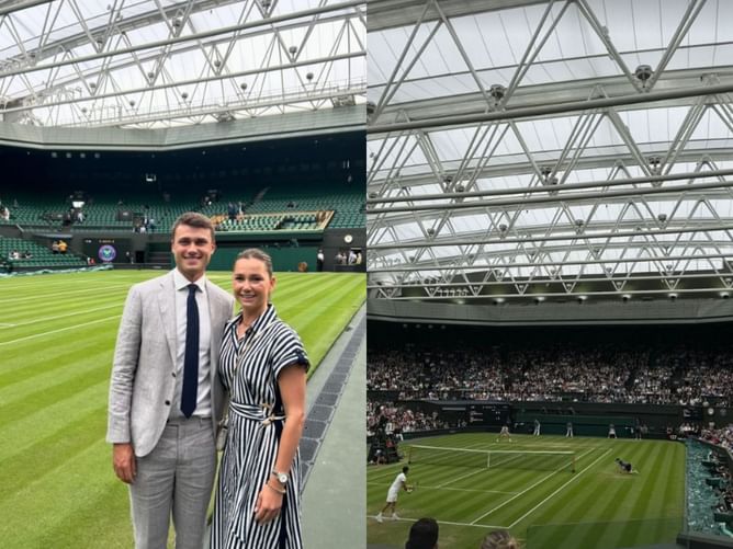Ludvig Aberg had golf on his mind while at the Wimbledon with his girlfriend Olivia Peet - “Kinda wanted to hit a full 60 off the grass court”