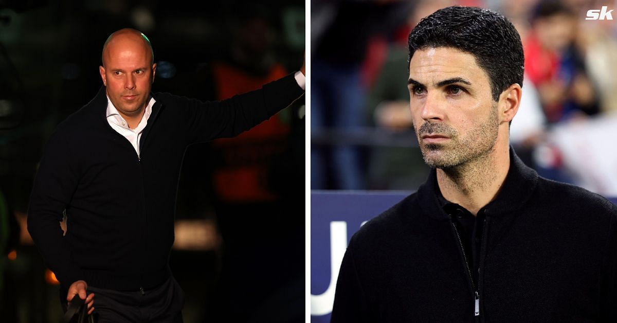 Arne Slot (left) and Mikel Arteta