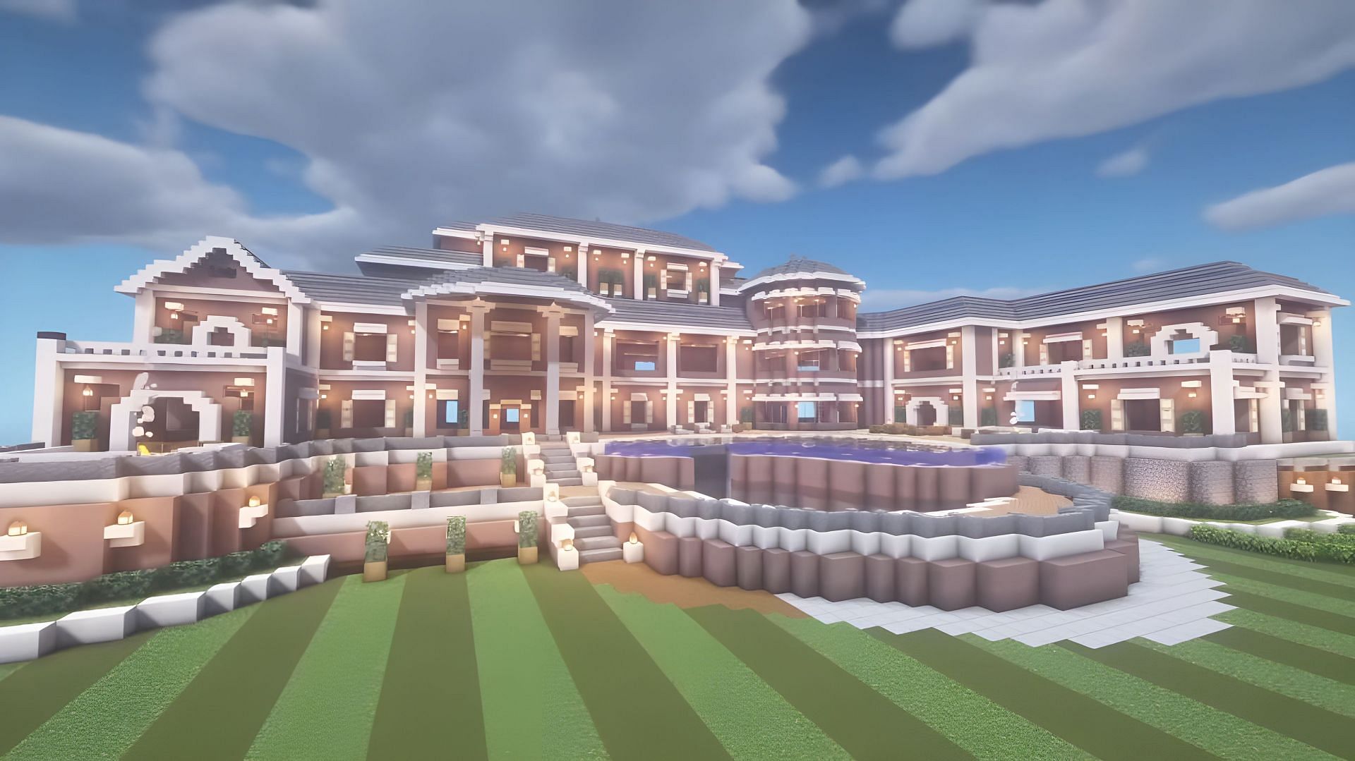 Mansions make for spectacular homes within Minecraft (Image via YouTube/FlyingCow)