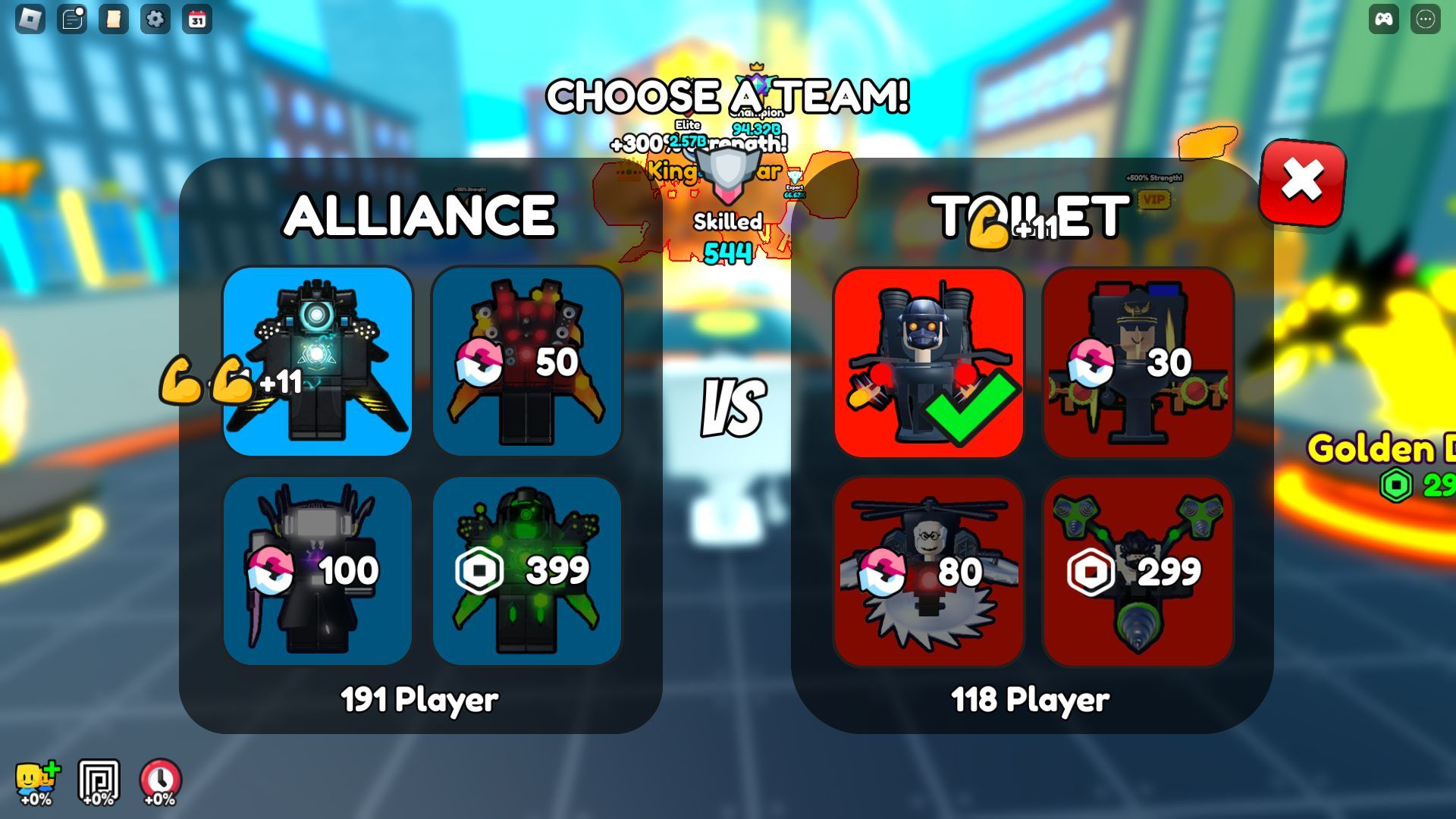 You must pick your team when you enter the game (Image via Roblox)