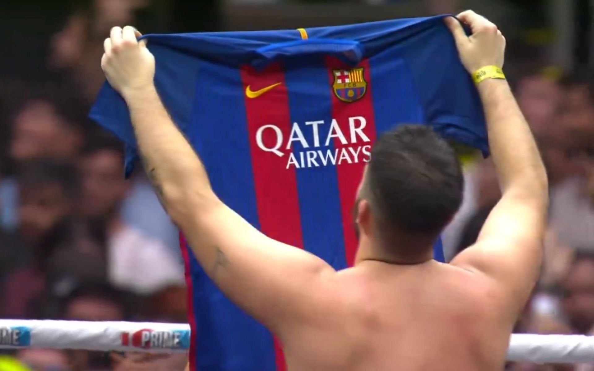 Fan goes viral for holding up a Lionel Messi jersey (pictured) in the Santiago Bernabeu stadium. [Image courtesy: @oocmma on X]