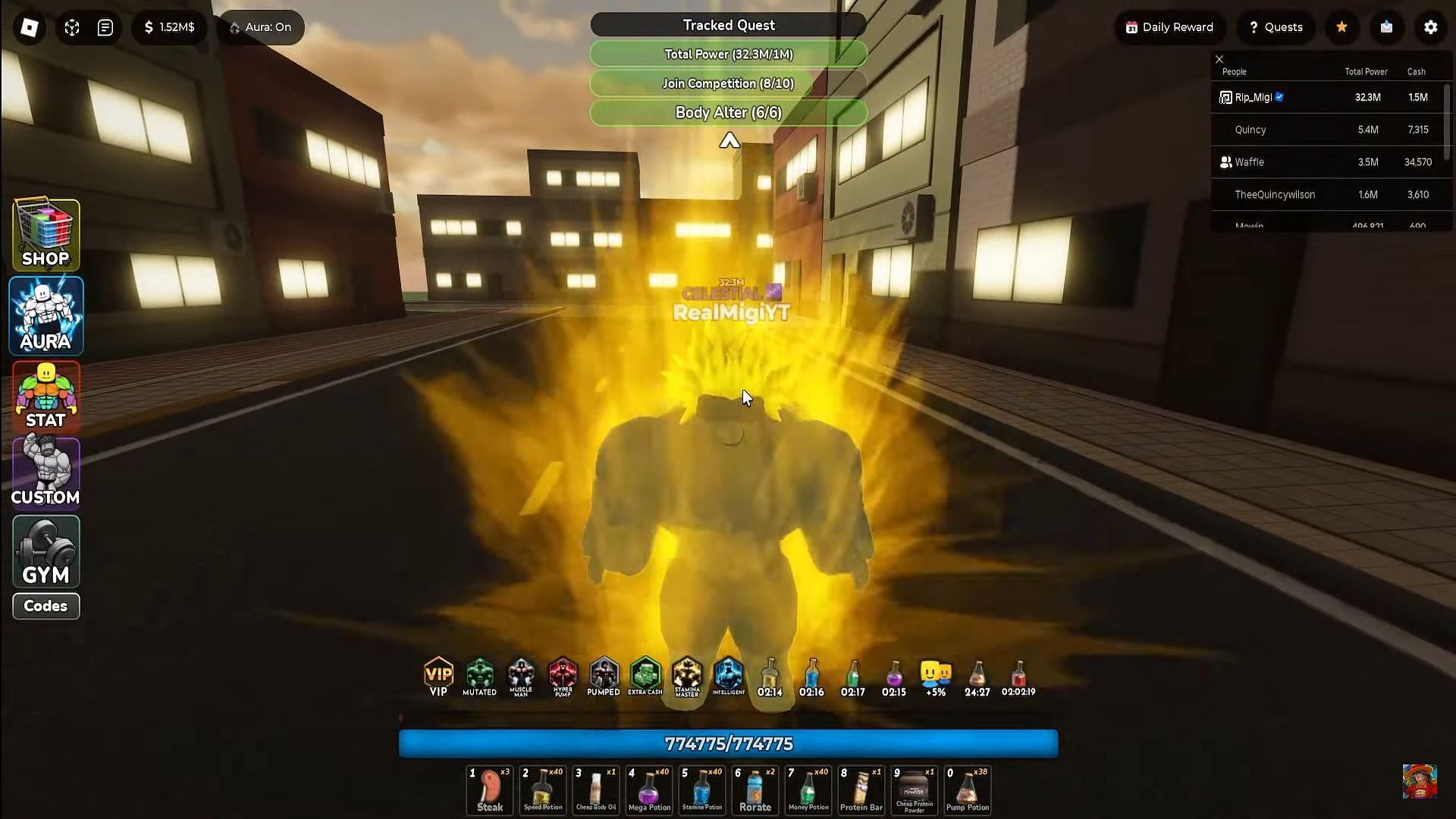 The Super Saiyan aura (Image via Roblox || Captain Maui on YouTube)