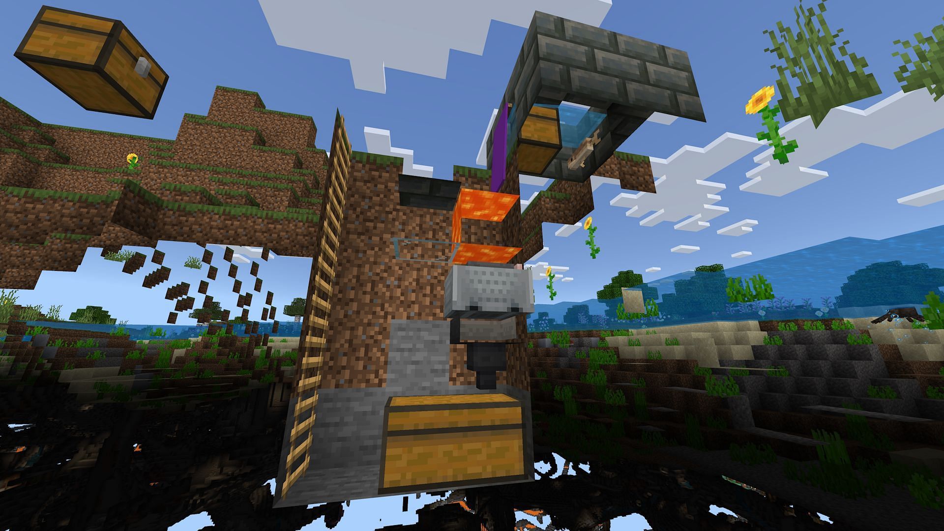 The exterior view of this automated Bedrock fish farm (Image via Mojang)