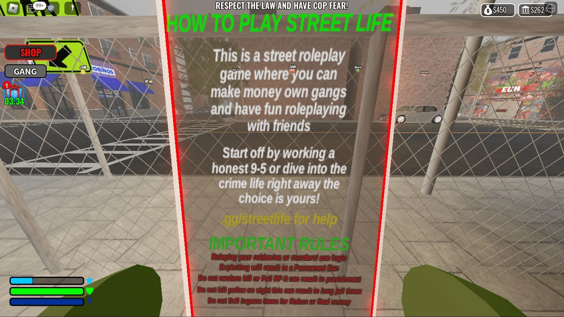 Gameplay screenshot from Street Life (Image via Roblox)