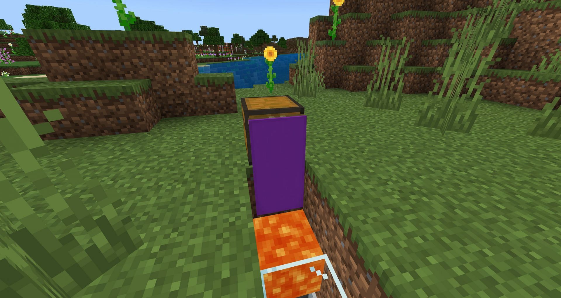 Place the banner directly onto the chest (Image via Mojang)