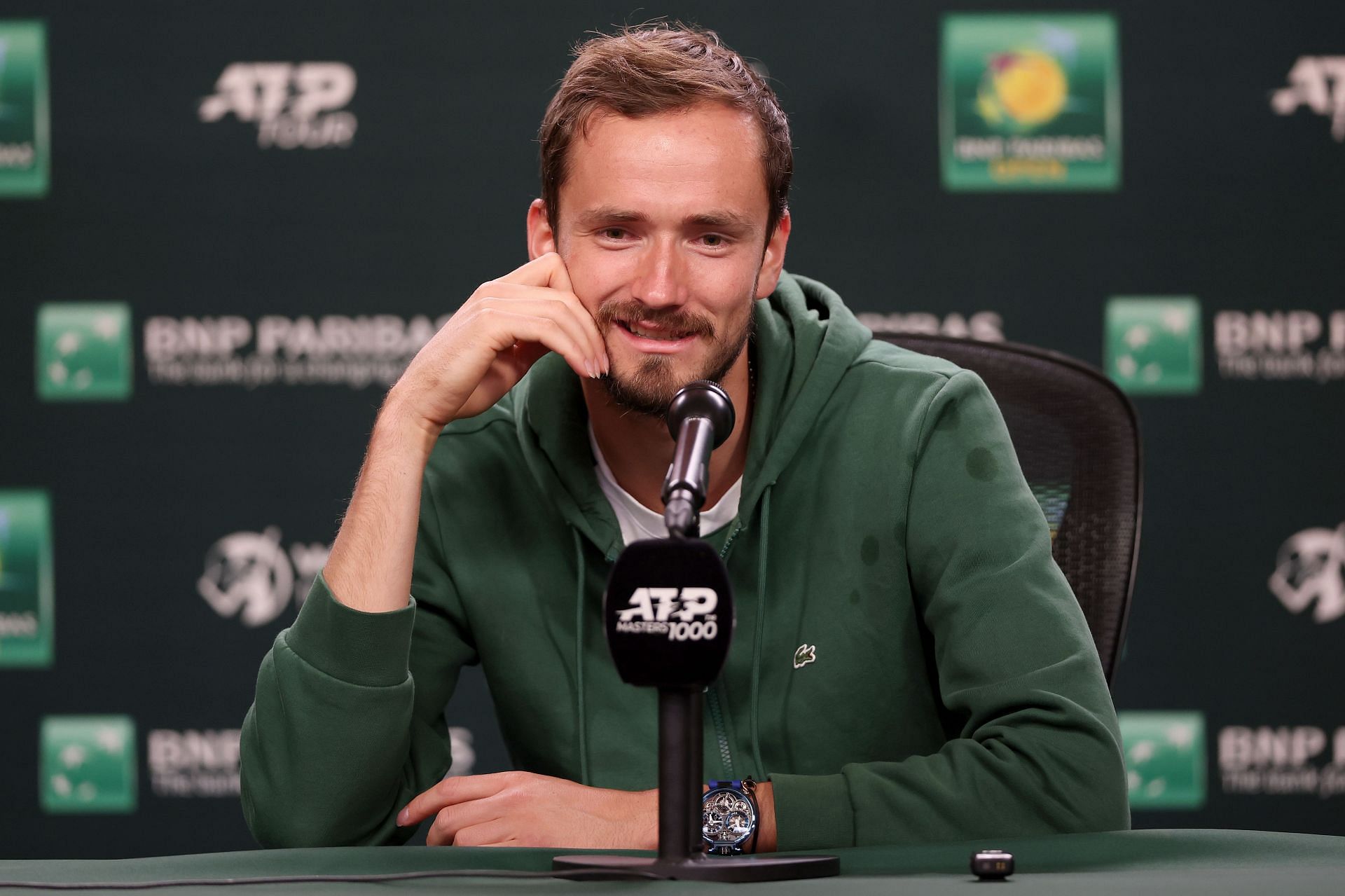 Daniil Medvedev speaking in a press conference