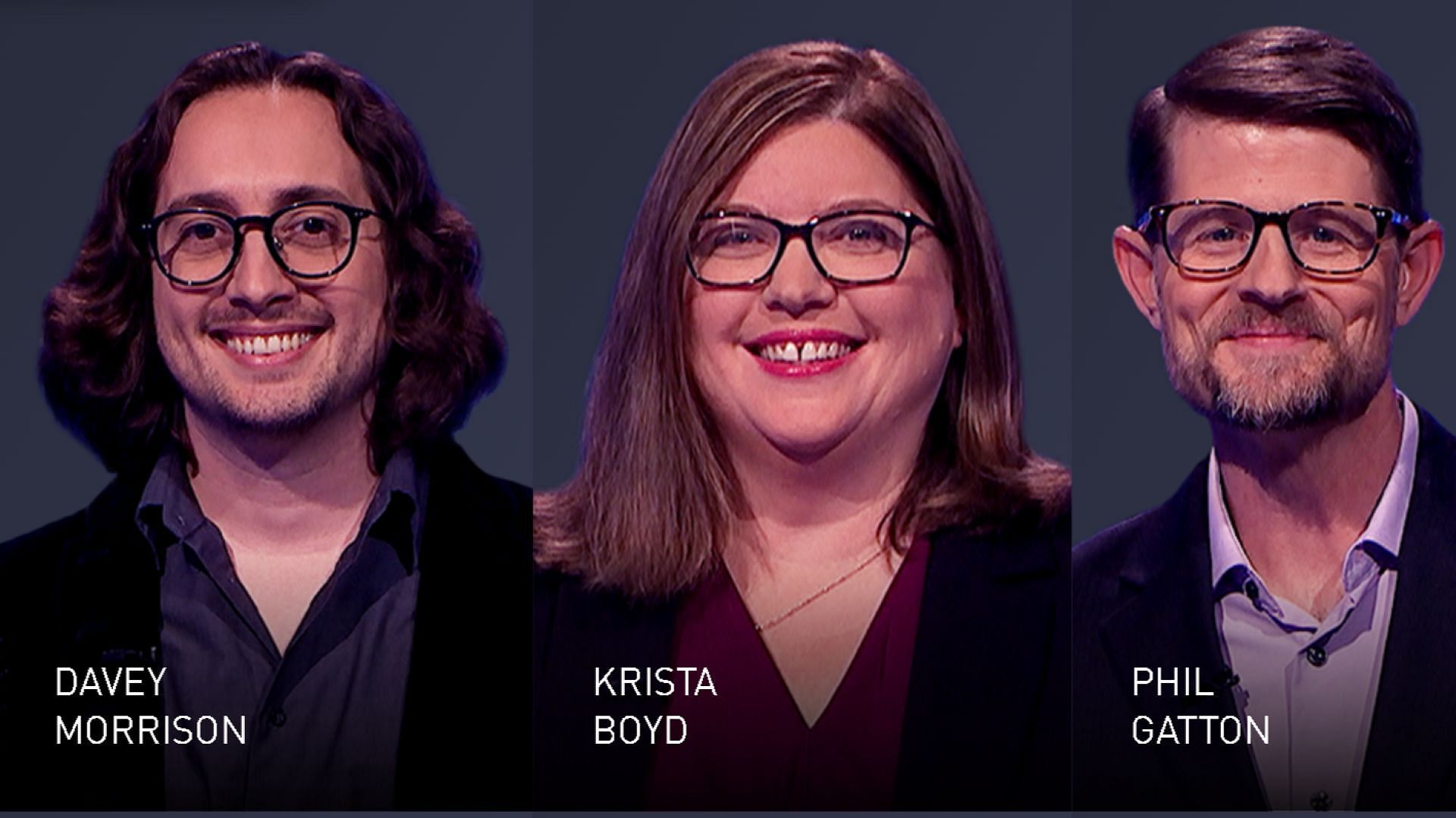 The contestants of the upcoming episode of Jeopardy! (image via Jeopardy.com)