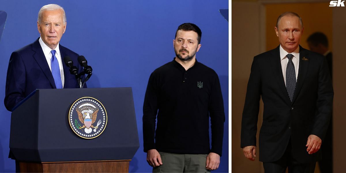 Joe Biden with Volodymyr Zelenskyy (L), Vladimir Putin (Source: GETTY)