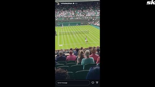 Romeo Beckham catches Emma Raducanu in action on Day 1 of the 2024 Wimbledon Championships (Picture: @romeobeckham Instagram)