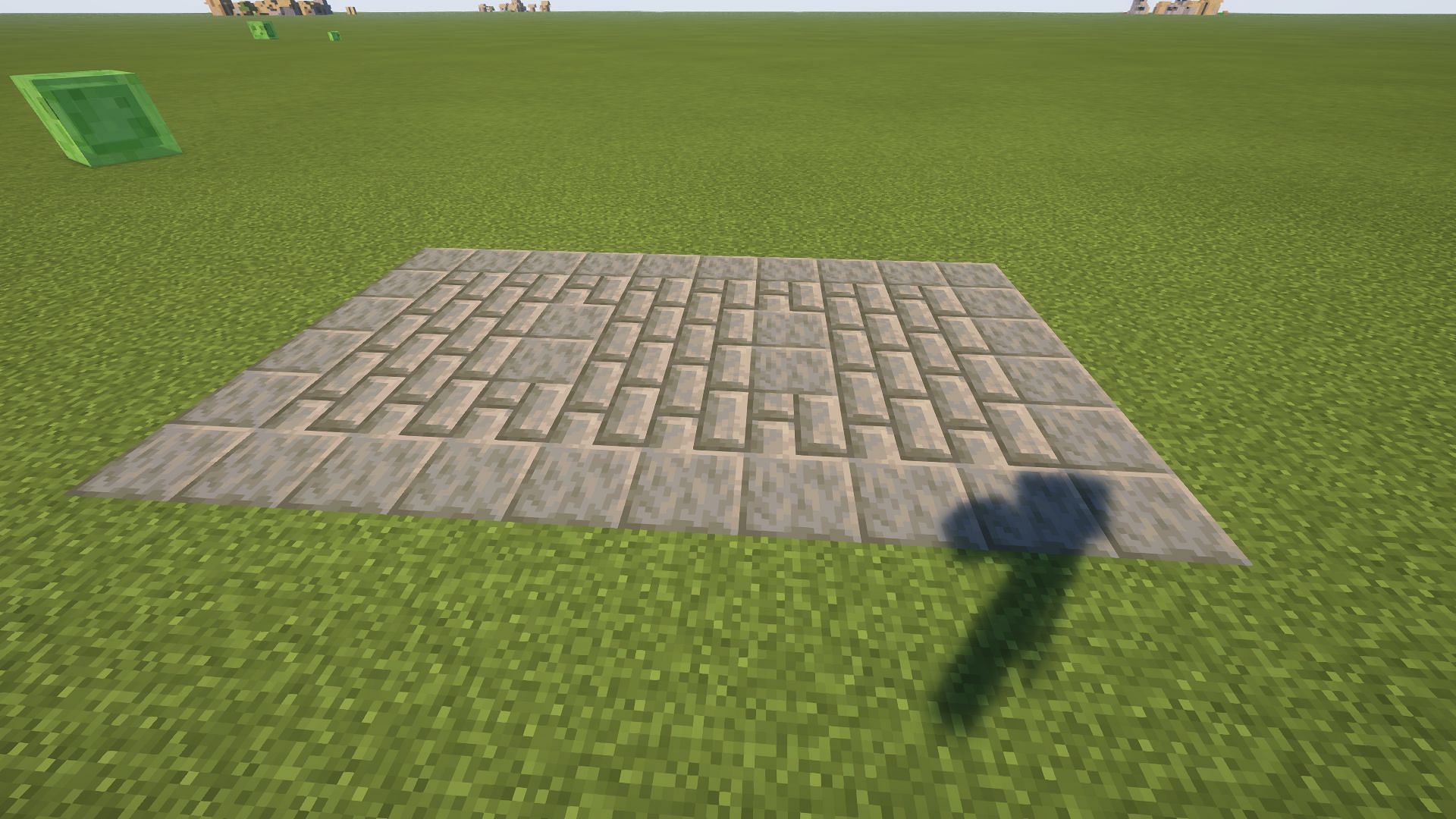 The foundation for a small shop build (Image via Mojang)