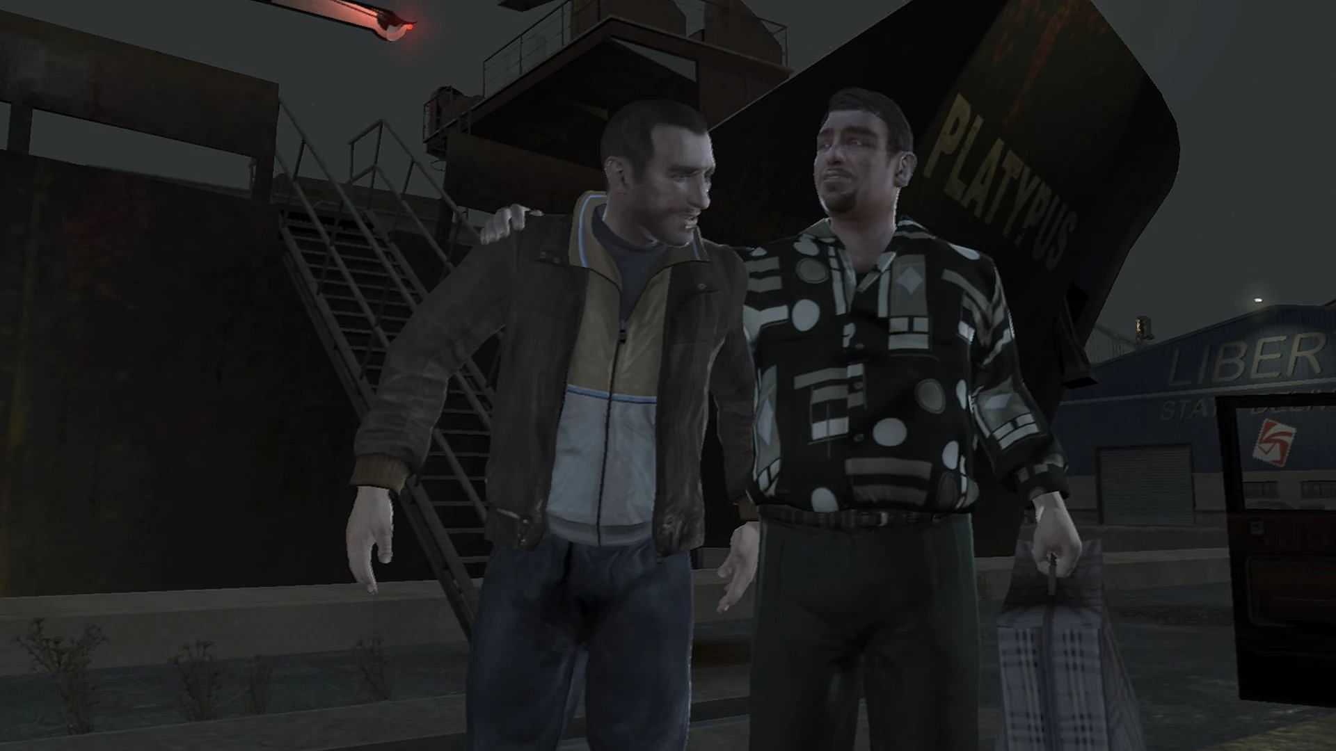 The very first cutscene introduces Roman (Image via Rockstar Games)