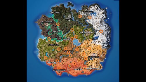 All the Flaming Boost Hoop Locations in Fortnite Chapter 5 Season 3 (Image via Epic Games)