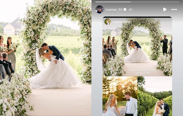 Mitch Marner and wife Steph celebrate their first wedding anniversary (Credit: Mitch Marner on IG)