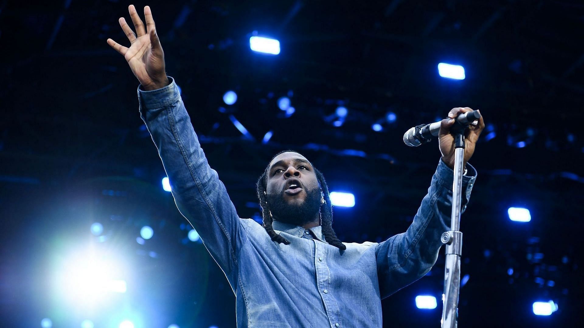 Burna Boy performs on the Pyramid stage during day five of Glastonbury Festival 2024 at Worthy Farm, Pilton on June 30, 2024 in Glastonbury, England. (Photo by Joe Maher/Getty Images)