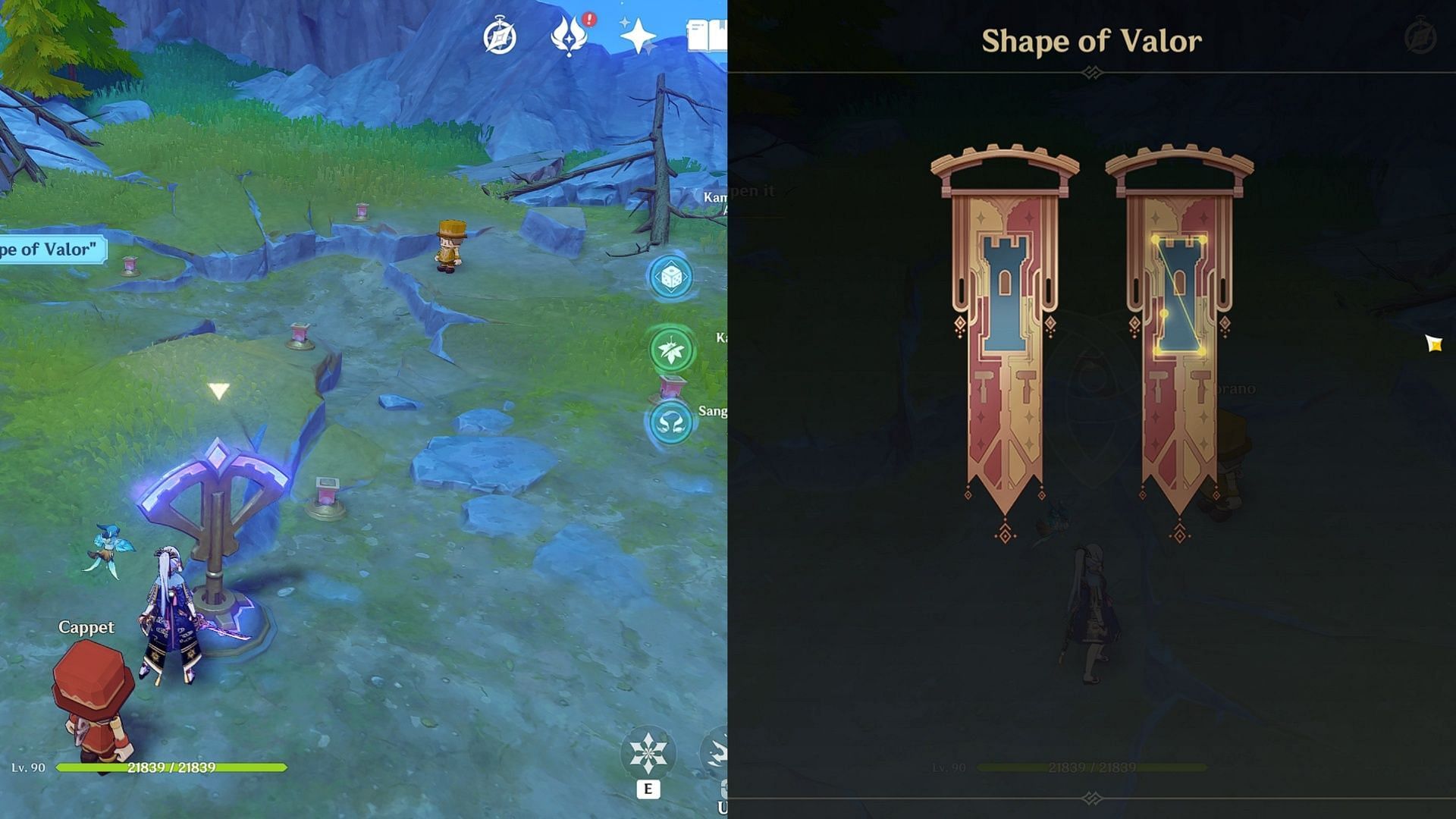 Connect the pillars in the Shape of Valor (Image via HoYoverse)