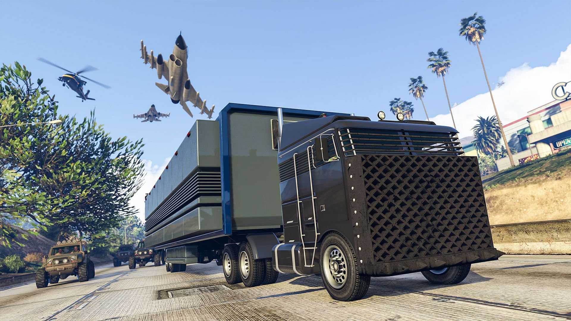 The MOC being pulled by a Hauler Custom cab (Image via Rockstar Games)