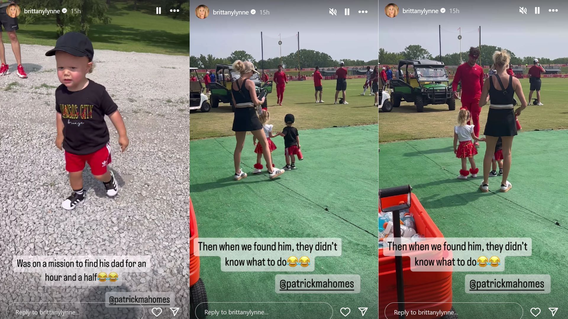 Patrick Mahomes&#039; son Bronze was on a mission to find his father at Chiefs Training Camp (Image credit: @brittanylynne)