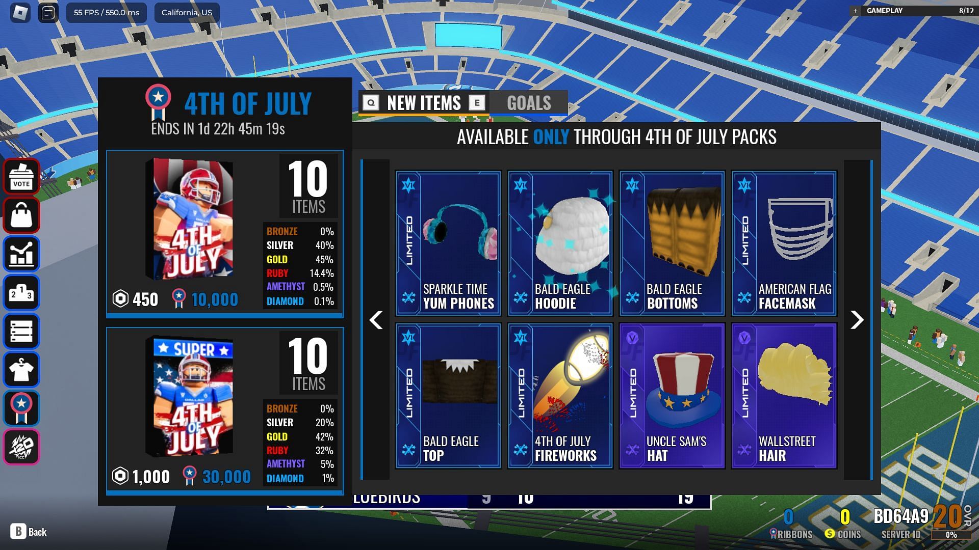 4th of July item packs (Image via Roblox)