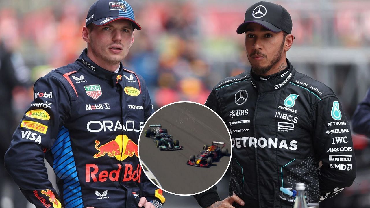 Max Verstappen and Lewis Hamilton (Background Image credit: Getty, Second Image credit: F1)