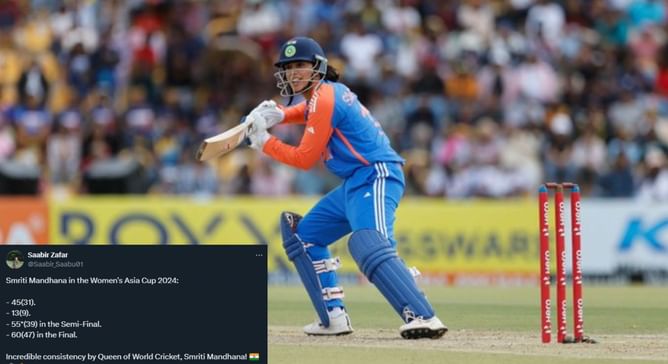 "Incredible consistency by Queen of World Cricket" - Fans react as Smriti Mandhana scores 60 off 47 balls in IND vs SL Women’s Asia Cup final