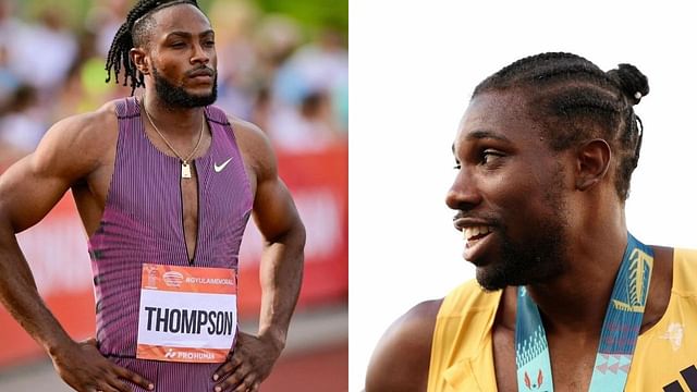 Kishane Thompson and Noah Lyles (Image Via: Thompson Instagram and Getty Images)