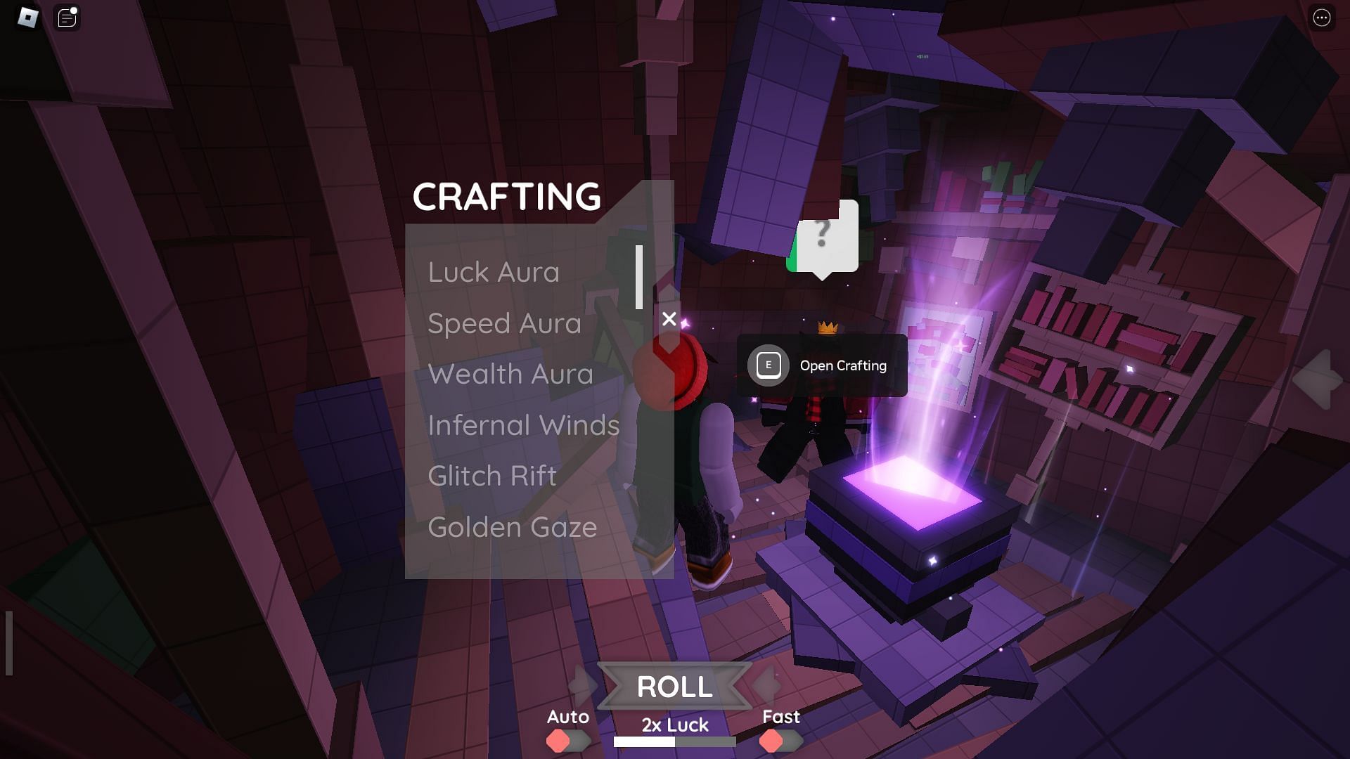 The Crafting menu (Image via Roblox)