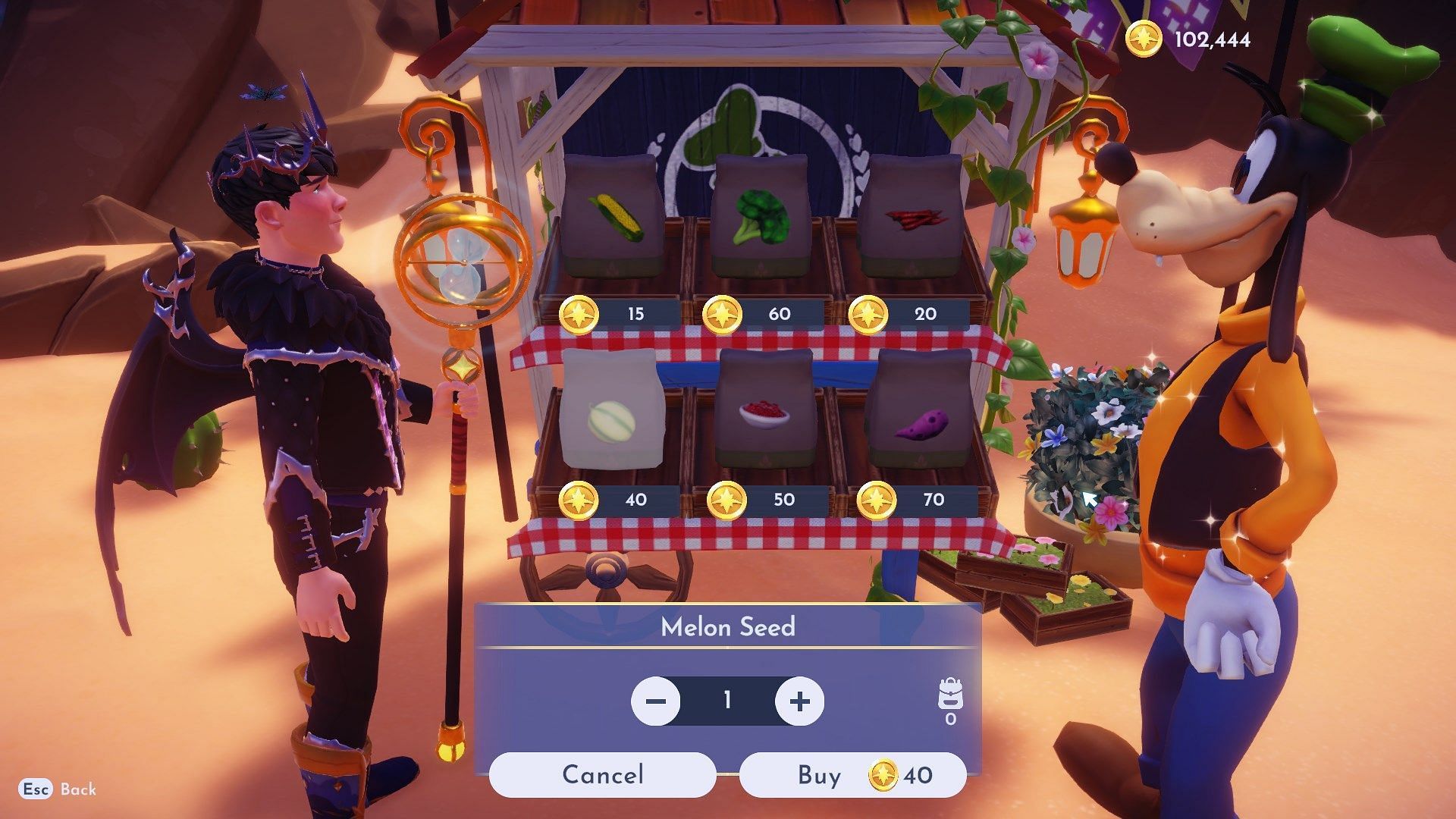 You can purchase Melon seeds from Goofy&#039;s Stall at the Plains biome (Image via Gameloft)