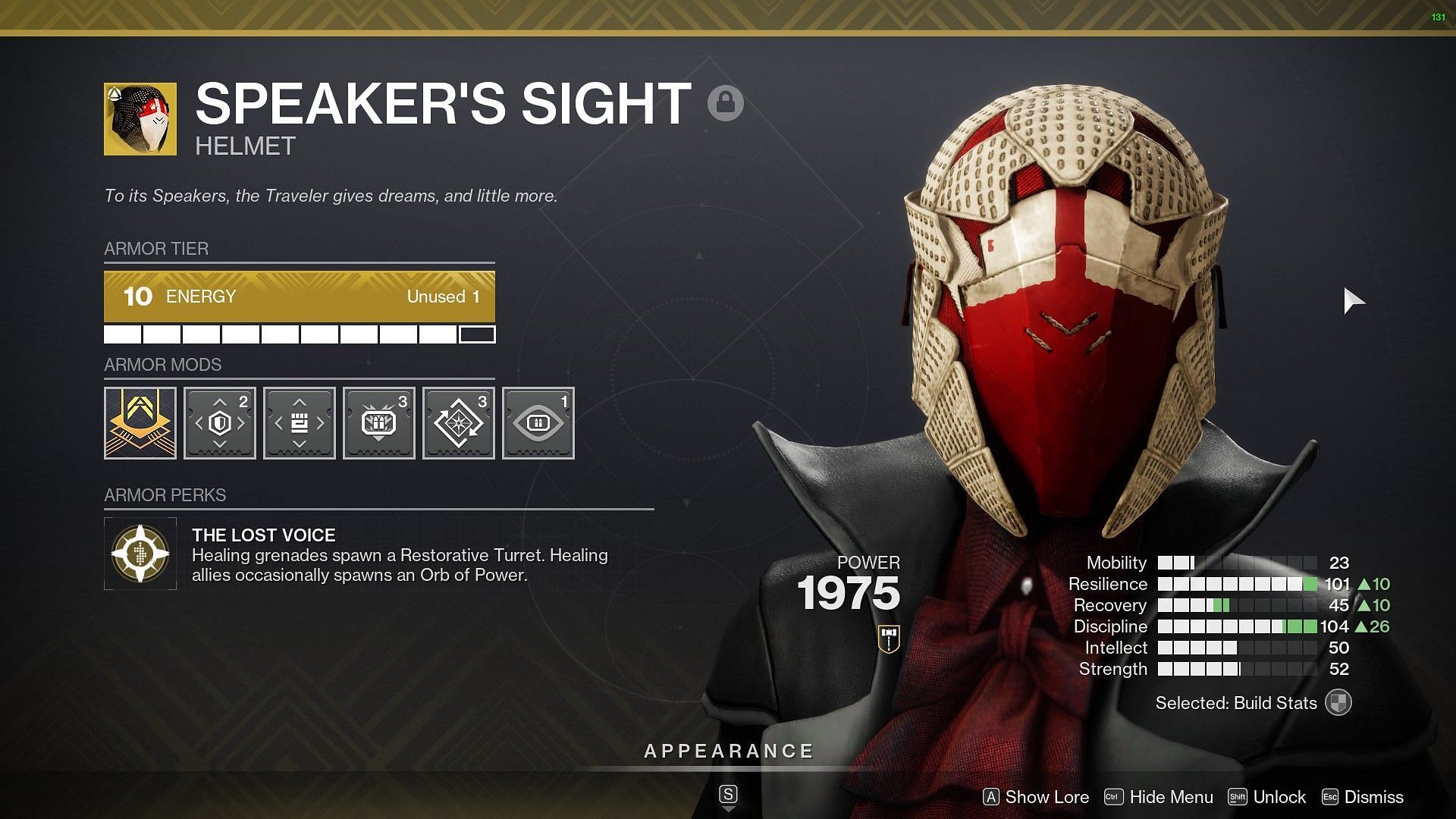 Speaker&#039;s Sight Exotic armor (Image via Bungie)