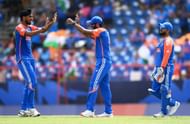Arshdeep Singh and Jasprit Bumrah celebrate. (Credits: Getty)