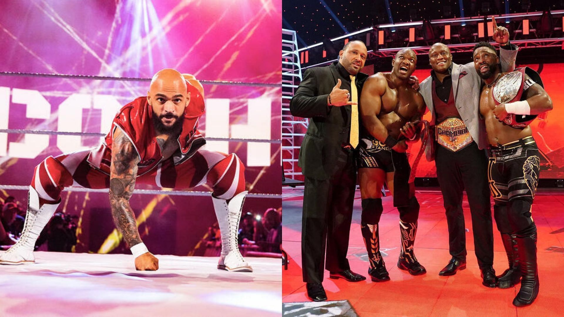 Ricochet (left) and The Hurt Business (right) (Image Credits: WWE.com)