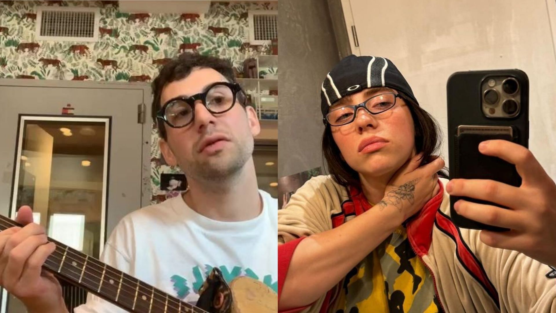 Fans react as Jack Antonoff seemingly throws shade at Billie Eilish over her song &quot;Lunch&quot; . (Image via Instagram/jackantonoff, @billieeilish)